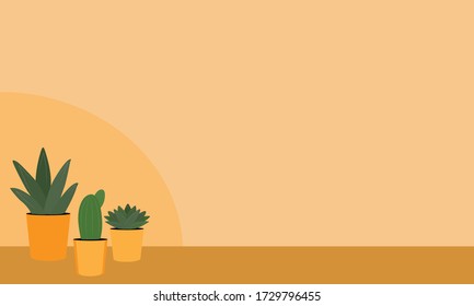2D illustration design featuring small vector succulent plants in pots.