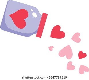2D illustration of an envelope flying with hearts trailing out. Represents a romantic message or love letter in motion.