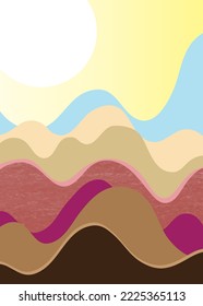2D illustration flat design with soft color.flat abstract mountain.vector