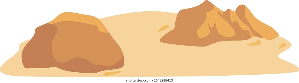 Ilustração 2D de uma área arenosa plana no deserto. Perfeito para representar paisagens secas ou ambientes áridos.