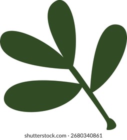 2d illustration Flat style green leaf design. Minimal botanical element for eco themes, natural graphics, organic decoration, and environmental projects.
