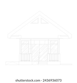 2d illustration of the front view of a small house