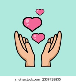 2d illustration of hand reaching love or affection icon as web.vector decorative element