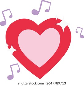2D illustration of a heart framed with music notes. Creative and romantic design, great for love songs or musical Valentine’s events.