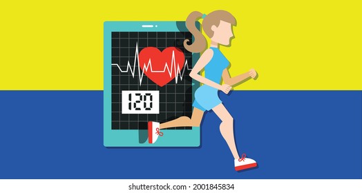 2d illustration jogging for cardiac concept