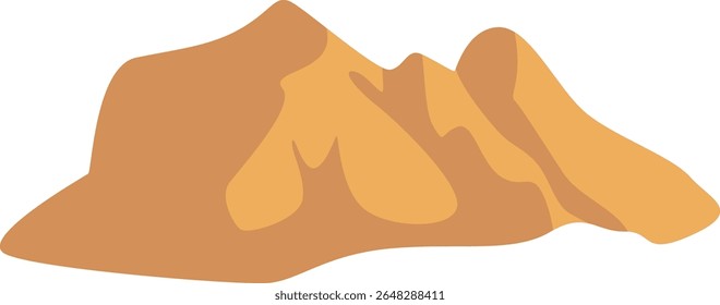 Ilustração 2D de um grande monte de deserto rochoso. Perfeito para cenas de fundo em paisagens secas ou ilustrações geográficas.