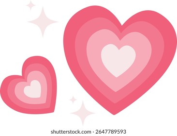 Ilustração 2D de grandes e pequenos corações representando o amor eterno. Um ícone romântico perfeito para casamentos ou desenhos de Valentine.
