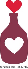  2D illustration of a love bottle with heart stopper. Magical and romantic element for Valentine’s or love-themed designs.