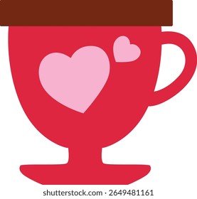 2d illustration of a love mug with a heart and dark lid. Great for romantic drink designs, cozy Valentine vibes, and cute gifts.