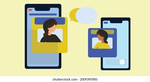 2d illustration mobile technology concept