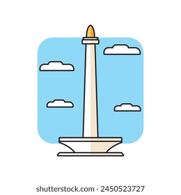 2D illustration of the Monas Monument, an iconic building in Jakarta, Indonesia