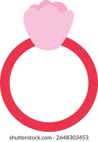 Ilustração 2d de anel de engajamento rosa com joia em forma de coração. Um símbolo perfeito para projetos de amor, proposta, compromisso ou namorados.