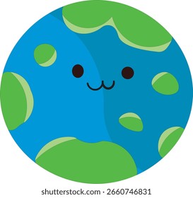 Ilustración 2D del planeta tierra, diseño plano.