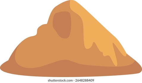 Ilustração 2D de um monte de rocha do deserto apontado. Adequado para visuais geográficos, climas secos e ilustrações de ambientes desérticos.