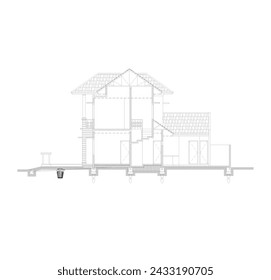 2d illustration of a section of a house to see construction