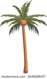  2D illustration of a single palm tree. Minimalist desert or tropical environment asset for nature or travel-themed designs.