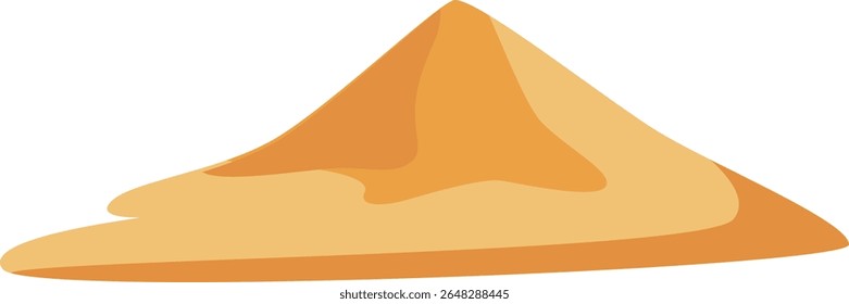  Ilustração 2D de uma pequena duna de areia em uma paisagem desértica. Representa terrenos áridos e ambientes secos, ideais para visuais com temas desérticos.