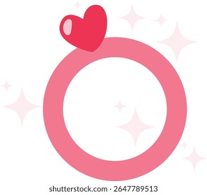 2D illustration of a sparkly red engagement ring with a heart gem. Ideal for romance, weddings, or Valentine’s Day.