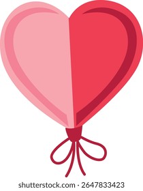  2D illustration of a tied red heart balloon. Great for love-themed events, Valentine’s cards, or decorations.