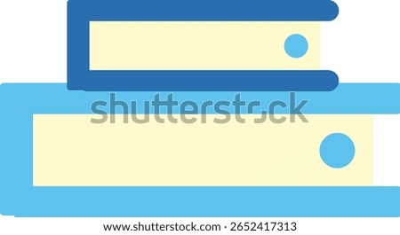  2D illustration of two stacked books in flat style, ideal for school, learning materials, educational content, or library-themed graphics.