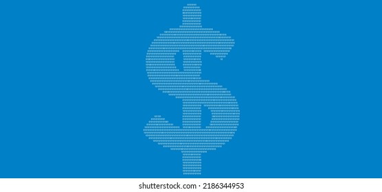 2d illustration usd Dollar binary sign