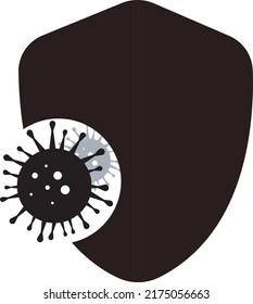 2d illustration Virus bacteria cells protected shield
