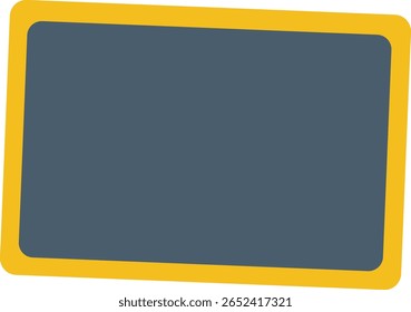  Ilustración 2D de una pizarra blanca con marco amarillo en diseño plano, ideal para materiales de clase, lección o temática escolar.