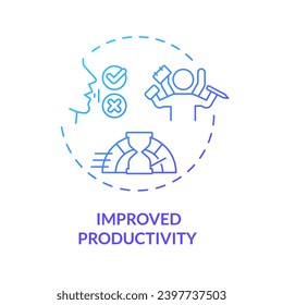 2D improved productivity thin line gradient icon concept, isolated vector, blue illustration representing voice assistant.