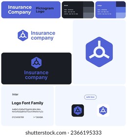 2D insurance company linear business logo with brand name. Safe box icon. Unique design element. Visual identity. Template with inter font. Suitable for insurance, financial management.