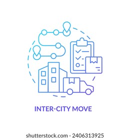 2D inter city move gradient icon representing moving service, simple isolated vector, thin line illustration.