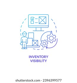 2D Inventarisierbarkeit Farbverlauf dünne Linie Icon Konzept, einzelne Vektorgrafik, blaue Illustration repräsentieren Lieferanten-Management.