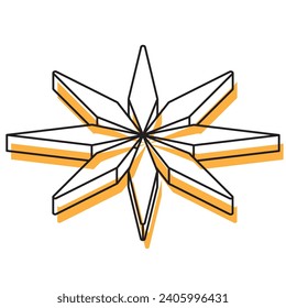 2.º icono de forma estrella isométrica Ilustración vectorial