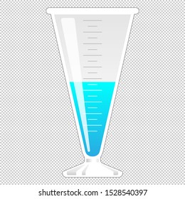 2D Laboratory Equipment Cartoon Vector - Glass Conical Graduate Flask Icon Isolated On Transparent Background