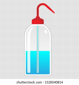 2D Laboratory Equipment Cartoon Vector - Plastic Alcohol Squeeze Bottle Icon Isolated On Transparent Background