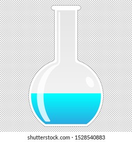 2D Laboratory Equipment Cartoon Vector - Glass Florence Flask Icon Isolated On Transparent Background