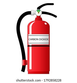 Vector de cartón de equipo de laboratorio 2D - Cilindro extintor de fuego de dióxido de carbono de espuma sobre fondo blanco