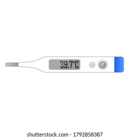 2D Laboratory Equipment Cartoon Vector - Medical Digital Thermometer Icon Isolated On White Background