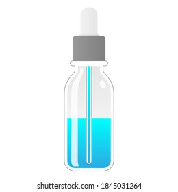 2D Laboratory Equipment Cartoon Vector - Glass Skincare Cosmetic Ampule Icon Isolated On White Background