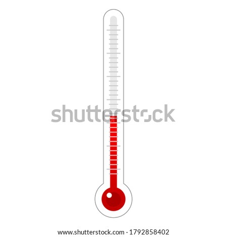 2D Laboratory Equipment Cartoon Vector - Glass Lab Mercury Bar Thermometer Icon Isolated On White Background