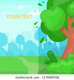 2D landscape for game, vector illustration, place for text