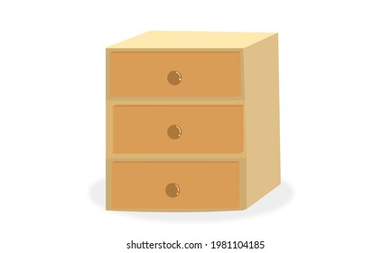 2d Light wooden table side view. Table on white background.