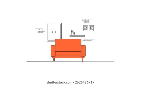 2d line sofa room for office or business meeting room
