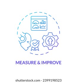 2D measure and improve gradient icon representing AI ops, isolated vector, blue thin line illustration.