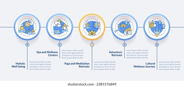 2D medical tourism vector infographics template with multicolor icons, data visualization with 5 steps, process timeline chart.