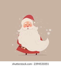 2D minimalism on the theme of Merry Christmas with a funny smiling Santa