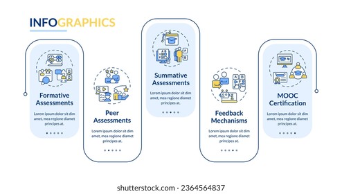2D MOOC vector infographics template with linear icons, data visualization with 5 steps, process timeline chart.