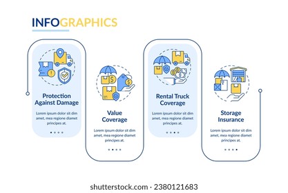 2D moving service vector infographics template with thin line icons concept, data visualization with 4 steps, process timeline chart.