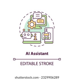 2D multicolor icon representing Ai assistant, isolated vector illustration, innovation in education.