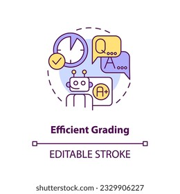 2D multicolor icon representing efficient grading in AI education, isolated vector illustration, innovation in education.