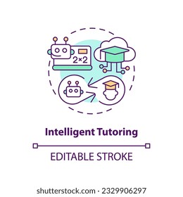 2D multicolor icon representing intelligent tutoring in AI, isolated vector illustration, futuristic education.